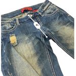 Zana Di  Distressed whiskered Blue Flare Jeans Size 0 embellished back pockets Photo 9