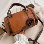 Vintage Boston Satchel Bag w/Flower Pendant Photo 3