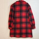 Stylish Red and Black Plaid Trench Coat Size M Photo 6