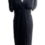 Vintage Diane Von Furstenburg Size 10 100% Silk Sheath Dress Ruched Chiffon Black Photo 0