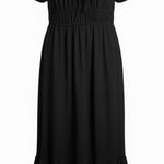Blush Puff Sleeve Smocked Waist Maxi Dress Square Neck Tie Front Ruffle Hem XL Black Photo 0