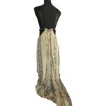 Bebe  Gold and Cream Halter Maxi Dress for Prom Photo 2