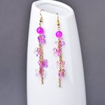 Purple Butterfly Dangle Drop Earrings for Women,Long Tassel Butterfly Earrings Photo 1