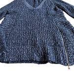Moth Anthropologie Blue Wool Alpaca Pullover Cotton Sweater Zipper Size Medium Photo 5