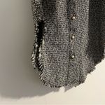 Black and White Tweed Shacket shirt jacket up gold pearl button up large Hi Cut Photo 4