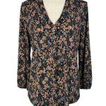 Vince Camuto Medium Top Floral Stretch Pleated V-Neck 3/4 Sleeves Hi-Low Multi Photo 0