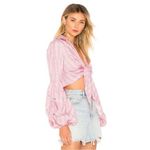 NWT Petersyn Silvia Long Sleeve‎ Cotton Cropped Top w/ Bell Sleeves, Cheshire Pink Photo 12