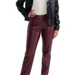 Anthropologie Joie x Faux Leather Pants Size 8 Burgundy Straight Fit High Waist Photo 4