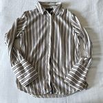 Something Navy  Striped Wide Cuff Button Down Blouse, XS Photo 0