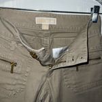 Micheal Kors Khaki Pants Five Pocket Zipper Ankle Gold Button Size 0 Tan Photo 6