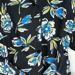 ZARA  Floral The Gia Dress Belted Button Front Sz M Blue & Black Photo 14