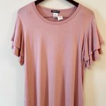 Heimish USA Pink Shirt Dress Pullover Jersey Stretch Ruffle Short Sleeves Small Photo 1