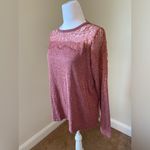 Rewind Womens Rose Pink Long Sleeve Sweater W/Floral Lace Shoulders Size Large Photo 1