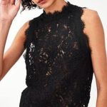 ZARA  Black Textured Lace Mock Neck Zip Back Tank Top S Photo 1