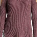 Madison & Berkeley Mauve Cold Shoulder Sweater w/ Peekaboo Lace Photo 0
