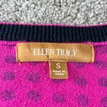 Ellen Tracy Pink & Black Polka Dot Button Cardigan Sweater Womens Size S Career Photo 2