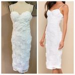 Lulus NWOT Sultry Romantic White Lace Textured Bustier Bodycon Midi Dress Photo 1