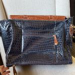 Vintage Samantha Brown Navy & Brown Croc Embossed Travel Tote Bag Photo 4