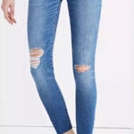 Madewell Women's 9" Mid-Rise Distressed Skinny Blue Jeans Size 27 Size 4 Photo 0