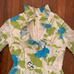 Vintage Handmade Romantic Maxi Dress Ruffle Neck Bell Sleeves Bird Appliqué ~M Blue Size M Photo 8