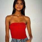 NBD  Zhora Red Ribbed Straoless Bodysuit 0145 Photo 1