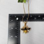 Gold Bee Enamel and CZ Pendant with Gold Steel Chain Necklace New Photo 3