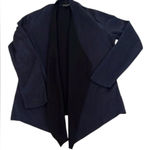 Eileen Fisher szM blue outside black insideāopen draped front cardigan EUC Photo 0