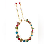 Stained glass and Crystal Beads Hand Wired Bracelet with Extender Chains Red Photo 1