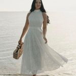 ZARA  maxi sun dress boho crochet belt lace halter flowy summer vacation Photo 5