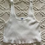 Old Navy White Fitted Ultra-Cropped Rib-Knit Tank Top Photo 0
