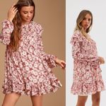 Free People Mini Babydoll Dress Womens XSmall Floral Pleated Boho Ruffle Pretty Photo 1