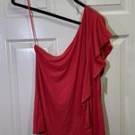 Nine West  Women’s One Shoulder Flutter Sleeve Shirt Size XL Coral Pink NWT Photo 0