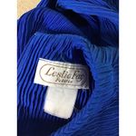 Leslie Fay Vtg royal blue dress with shoulder pads & textured, ruched fabric 8P Photo 5