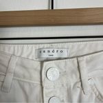 Sandro  Button Front White Slim Jeans Raw Hem Photo 5