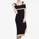Free People  Womens Size XS Black Gold Off the Shoulder Ribbed Sweater Midi Dress Photo 8
