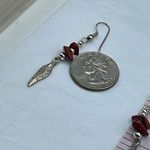 Artisan Red Jasper & sterling earrings with feathers Photo 5