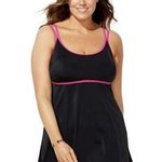 Swimsuits For All Black/Pink Trimmed Swim Dress Size 16 Photo 0