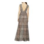 BCBGMAXAZRIA  Beige Black Aurora Embroidered Tulle Sleeveless Trumpet Gown 4 Photo 1