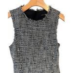 Banana Republic  Sleeveless Dress Size 2 Gray Tweed Frayed Hem Midi Pleated Zip Photo 1