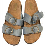 Aerie  Light‎ Blue Velour Double Strap Slides Women’s Size 8 Photo 0