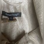 Samuel Dong shimmer champagne bubble ruffle hem coat/dress sz small Gold Photo 4