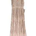 Mac Duggal  93566 Peach Embellished V-Neck Sleeveless Column Gown Size 2 NWT Photo 2