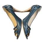 Tod's Leather Peep Toe Heels Italian Navy Blue Designer Pumps Shoes Size 39 8.5 Photo 7