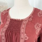 Johnny Was  Embroidered Peasant Blouse Rust Red Pink Sz S Photo 3