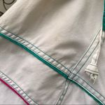 Vintage 90s New York girl teal and hot pink accent geometric coat LARGE White Photo 4