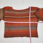 New Crochet Sweater Handmade Crop Multicolor Striped Boat Neck Off Shoulders OS Orange Size M Photo 7