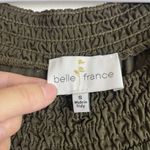 Belle France Women Size S Fit M Blouse Top Silk Olive Green Pullover Boho Fairy Size M Photo 2