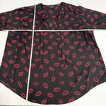 Torrid  Black Lips Georgette Bow Tie Neck Pullover Blouse Size 2X Photo 11