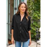Frank & Eileen  Eileen Button Down Shirt XS Black NEW Minimalist Cotton Classic Photo 9