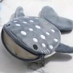 Plush Whale Shark coin purse Gray Polka dot mouth wallet NEW Photo 0
